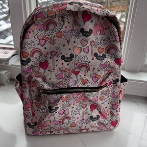 Kids Printed Pink Heart & Rainbow Backpack Disney Themed